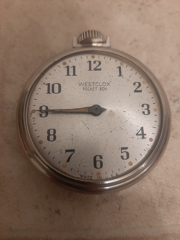 Vintage Westclox Pocket Ben Pocket Watch, Not Working, Parts or Repair