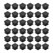 38Pcs Square Plastic Plugs 18 x 18mm PE Pipe Tubing End Caps for Tube Black