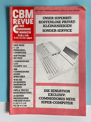 Zeitschrift COMMODORE Magazin CBM REVUE 3/85 VC-20 C 64 C 128 PC 10 20 Computer