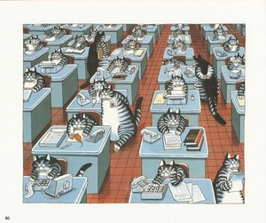 Kliban Cat Vintage Lithograph Office Desk Mouse From 1st Edition "Catdreams"