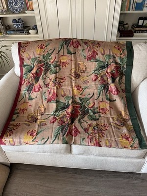 Kenzo Shawl Scarf Wrap Brown Green Red Tulip Print Vintage Designer 76  X 42 
