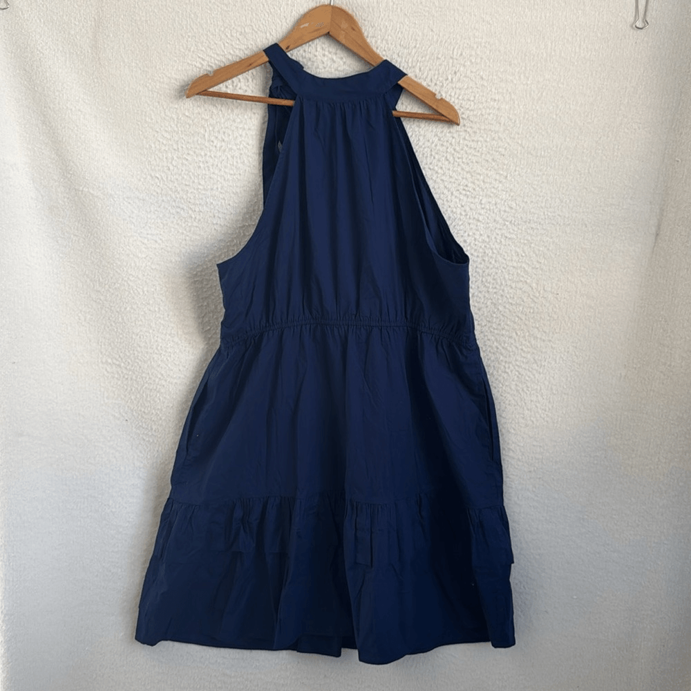 J Crew Poplin halter-neck mini dress Womens 20 Blue | eBay
