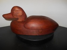 Hand Carved Folk Art Mallard Duck Decoy Primitive art Quebec 13” Long (53-BK)