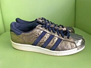 Adidas Superstar Gold Metal Toe Black Stripes Leather Size 7 Shell Toe Ebay