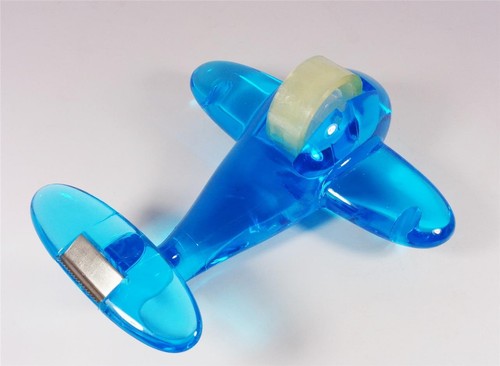 BLUE ACRYLIC PLANE TAPE DISPENSER DESKTOP AIRPLANE PILOTS DESK AVIATION ARTWORK - Picture 3 of 5