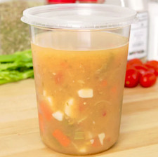 750 CASE Microwavable 32 Oz Clear Round Plastic Deli Food Storage Container +Lid