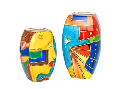 Vase 20cm handbemalt  FACE to FACE 