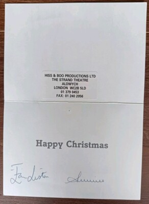 Seltene signierte Weihnachtskarte von Ian Liston ''Star Wars: Episode 5'' ''Dr Who'' AFTAL COA