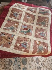 Handmade Baby Quilt - Burgundy w/ Animals 30.75" x 38.5" 