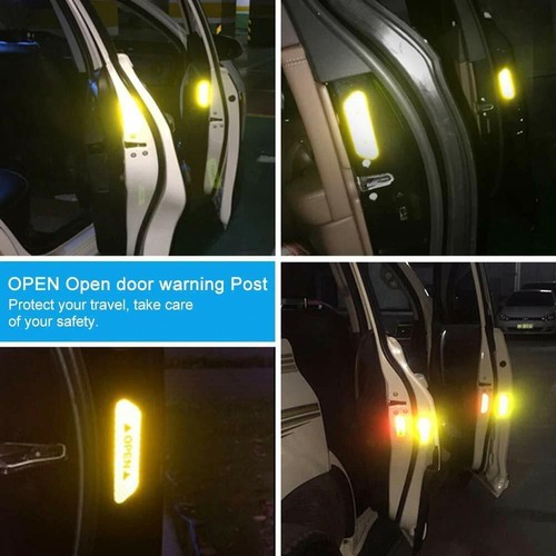 4PCS Auto Car Door Open Sticker Reflective Tape Safety Warning Decal Accessories - Picture 9 of 24