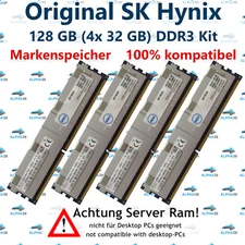 128 GB (4X 32 GB) LRDIMM ECC DDR3-1600 HP HPE ProLiant DL360E Gen8 G8 Server RAM