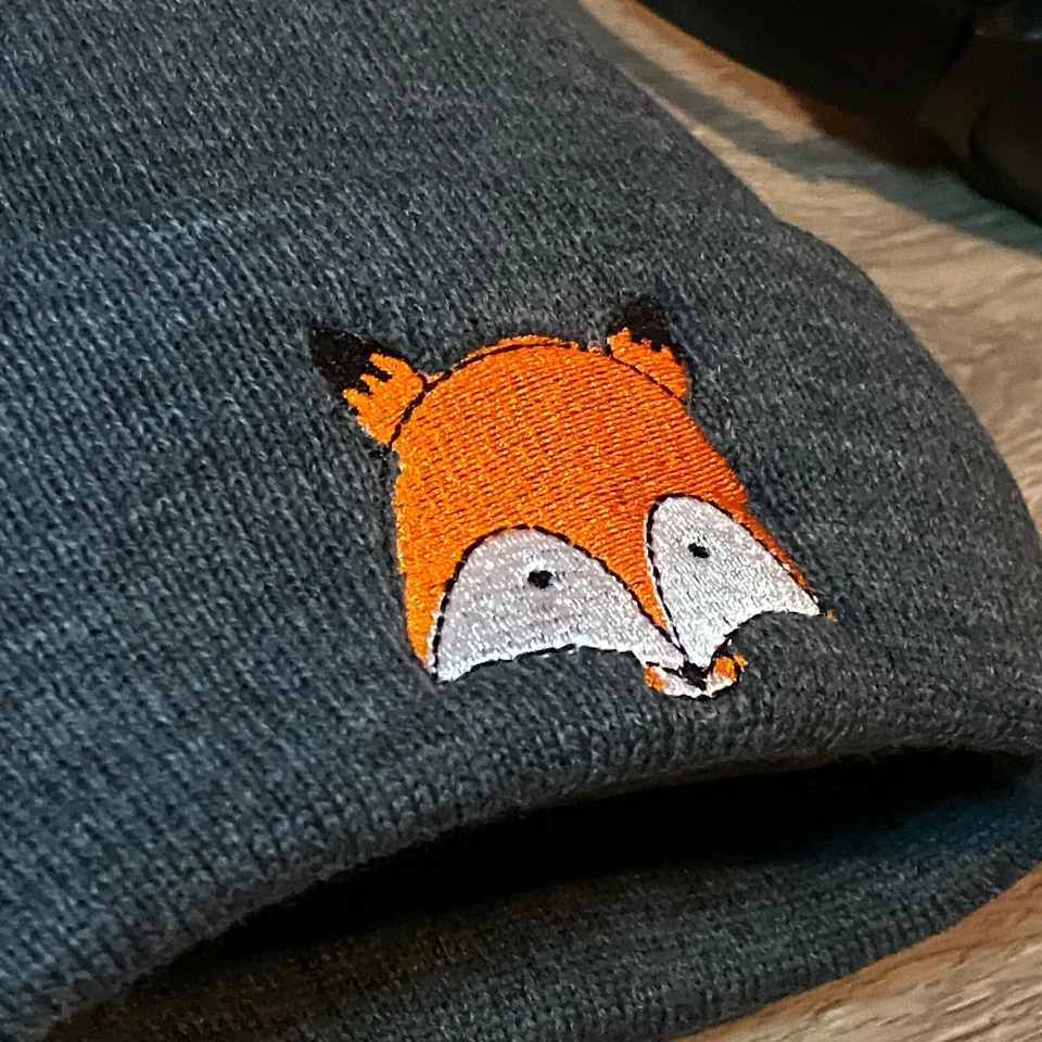 Fox Head Winter Beanie Stretch Hat. Knitted Cap Red Fennec Kit Embroidered Anime - Image 2 of 4