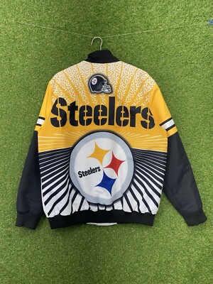 Pittsburgh Steelers Jacket Mens Extra Large XL Zip Up Bomber NFL Football AOP