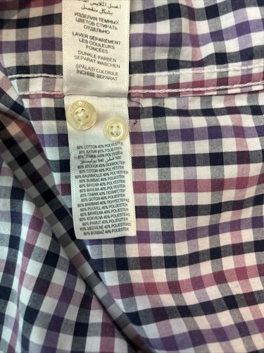 Mens Maine New England Large Purple Mix Check Long Sleeve Smart Casual Shirt - Picture 7 of 7