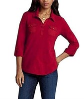 Bluse Polobluse Von Eddie Bauer - Rot Gr. Xs Neu
