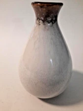 Small Ceramic Bud Vase-Brown, Cream and Green undertones almost 5" tall