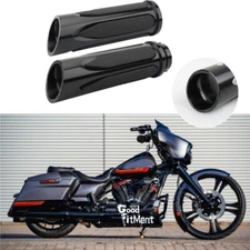 For Harley Street Glide 1" Cable Throttle Hand Grips Black CNC Rubber Soft Gel