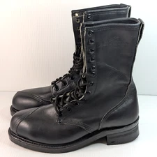 BILTRITE Lineman Black Leather Steel Toe Heel Combat Boots Excellent Men’s 8.5