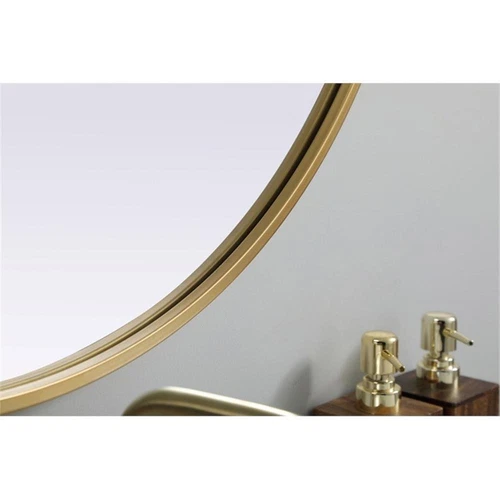 Elegant Decor Asha 30x40" Oval Modern MDF Wood/Iron Mirror in Brass - Picture 7 of 11
