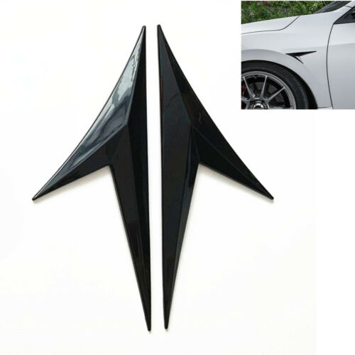 2Pc ABS Car Fender Body Decoration Sticker Car Black Badge Trim Side Wing Emblem - Picture 1 of 6