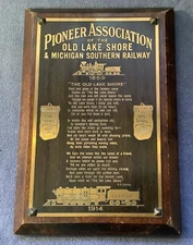 1914 Old Lake Shore & Michigan Southern Railway Brass plaque Beautiful