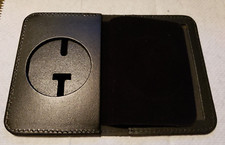 Leather Badge Holder Wallet Shield Security Black Case Officer ID Police Marshal