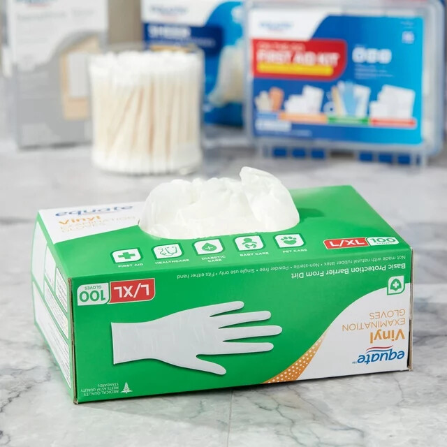 EQUATE VINYL EXAM GLOVES, L/XL, 100 Count & ONE SIZE FITS MOST, 100