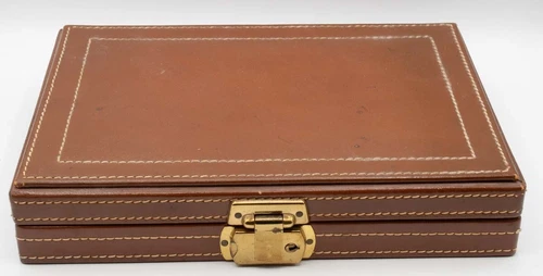 Vintage Men’s Leather Jewelry Box with key