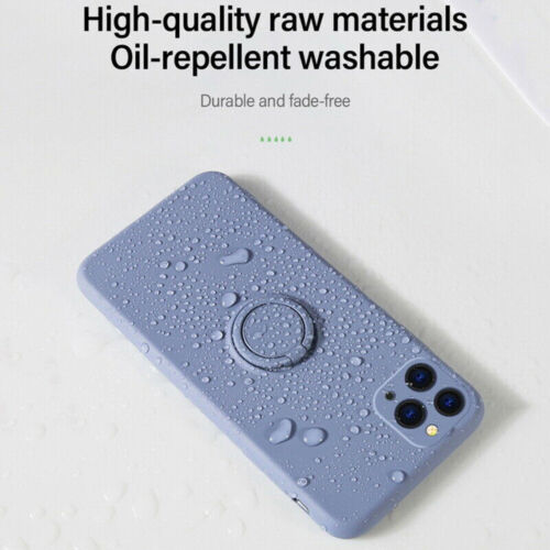 For iPhone Liquid Silicone Case With Finger Ring Holder Stand Shockproof Cover - Picture 4 of 44