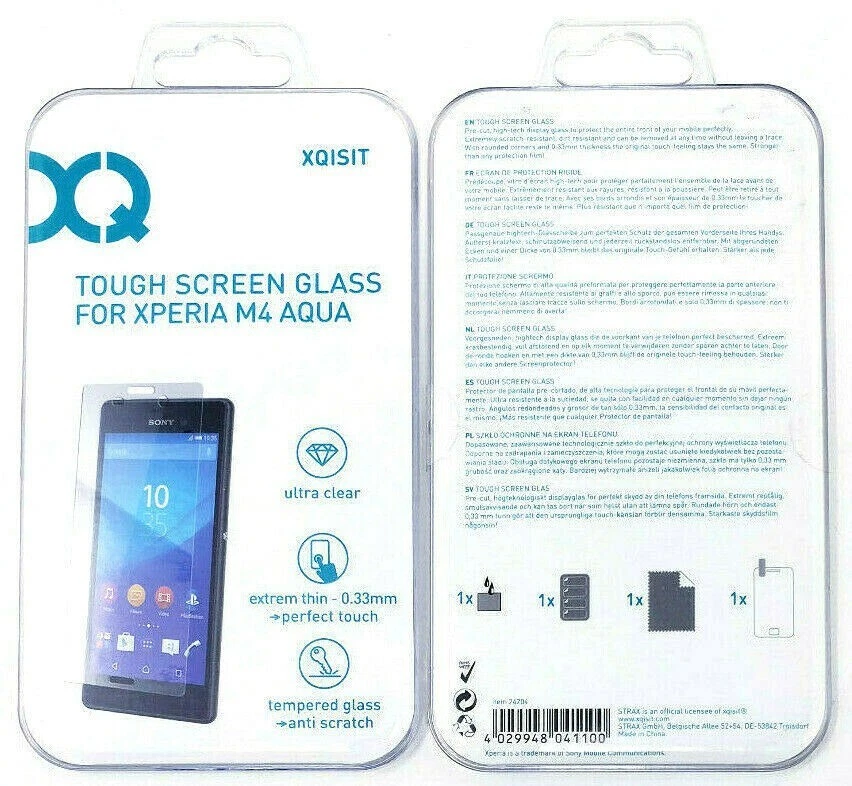 Protector de pantalla de vidrio templado resistente para Sony Xperia M4 Aqua genuino XQISIT Foto 2 de 4