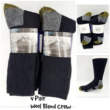 Dan Pro Outdoor Wool Blend 4 Pair Thick Crew Socks Men's Size 7-12