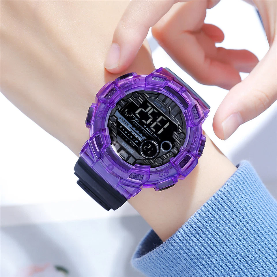 SKMEI Hombres Moda Digital Estuche Transparente Deportivo LED Cuarzo Relojes de Pulsera Foto 3 de 4