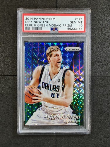 2014-15 Dirk Nowitzki Panini Blue & Green Mosaic Prizm #121 PSA 10 POP 7 Mavs!