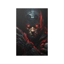 Satin Poster, Cyberpunk Cyborg, Perfect Gift for Gamers