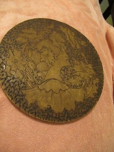 Antique Wood Hand Crafted Round Wall Hanging