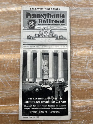 July 12 1936 Pennsylvania Railroad Train East West Time Table