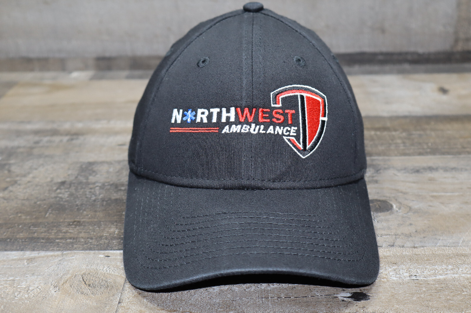 Northwest Ambulance Stretch Fitted Hat Mens Black S M Embroidered New Era 3930