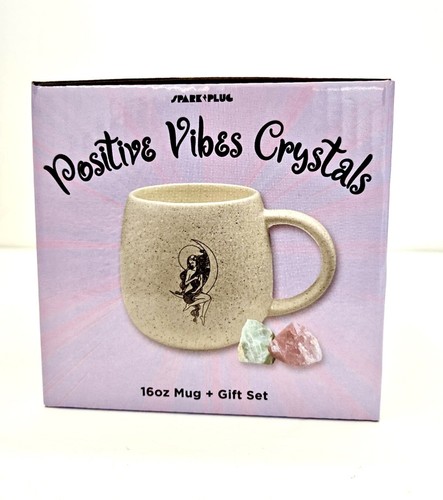 NEW! Crystals Healing Mug Gift Set Positive Vibes Spark Plug Coffee tea 16oz - Picture 2 of 6