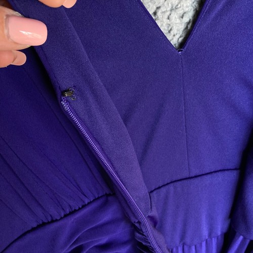 Suzi Chin Dress Womens 16 Solid Purple Stretch Lined Pleated Whimsigoth RP$128 - Picture 11 of 15