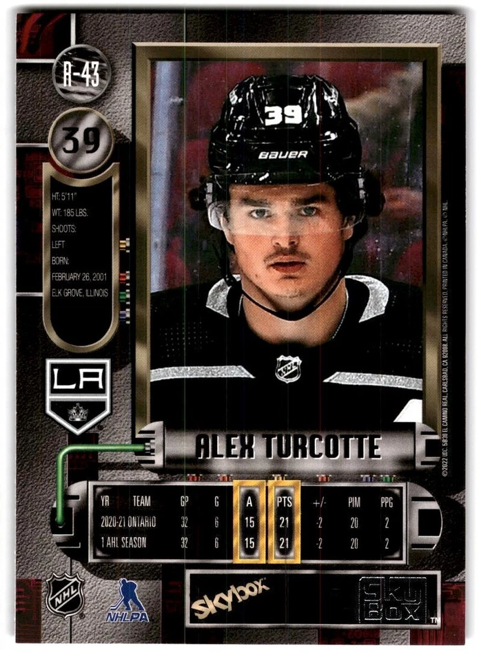 2021-22 Skybox Metal Universe '97-98 Retro Alex Turcotte Rookie #R-43 Los - Image 2 of 2