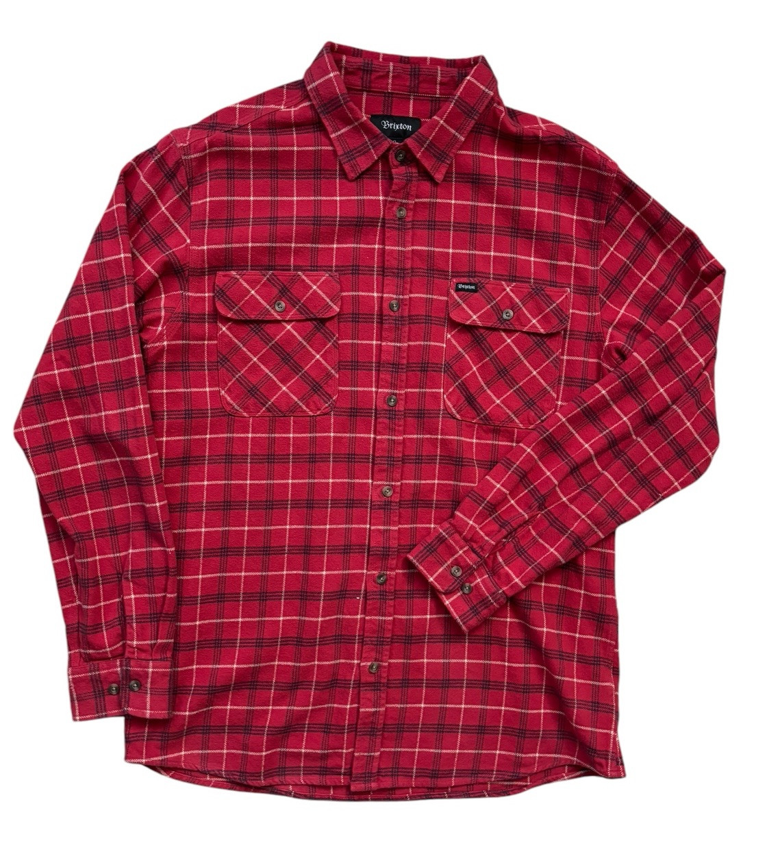 Brixton Shirt Mens Size XL Red Buffalo Plaid Midweight Flannel Workwear Outdoors
