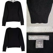 Apt 9 Sweater Cashmere Black Pullover Women  s Size Medium M V Neck
