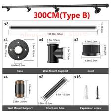 100cm-300cm Handrail Stair Rail Grab Balustrade Metal Staircase Banister Bar UK