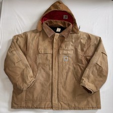 VTG Carhartt Canvas Mens Chore Barn Insulated Coat detachable Hood Workwear 3XL