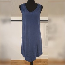Pact Womens Organic Cotton Sleeveless V-Neck T-Shirt Midi Dress Blue Size S