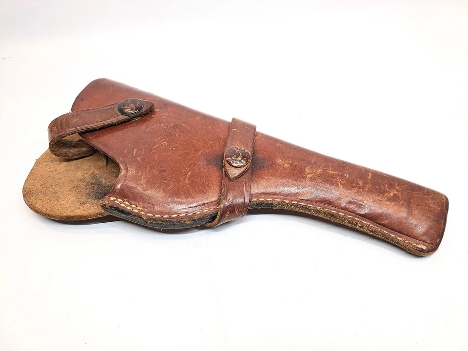 VINTAGE RED HEAD RIGHT HANDED BROWN LEATHER BELT HOLSTER 42 COLT - Image 2 of 4