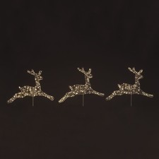 Snowtime Set of 3 Christmas Reindeer Stake Lights With 300 Warm White Led's