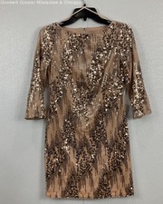 NWT Eliza J. Women Blush Sequin Long Sleeve Dress Size 2 Petite