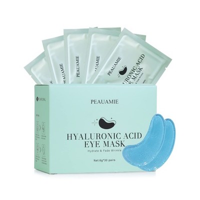 PEAUAMIE Under Eye Patchs Hyaluronic Acid Mask 1 Count (Pack of 30), Blue 