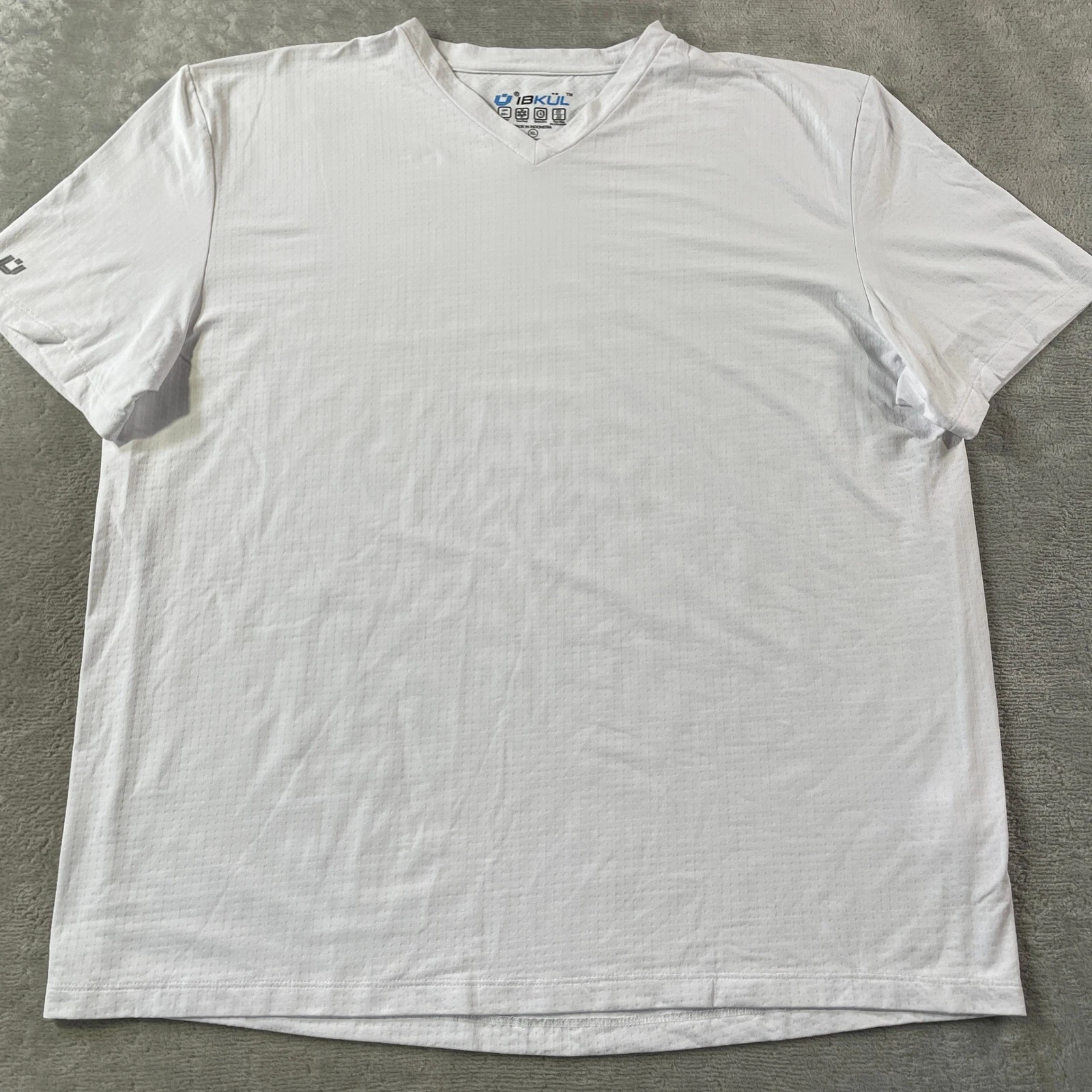 IBKUL Shirt Mens XL White V-Neck Performance UPF 50+ Cooling Tee Light Quick Dry
